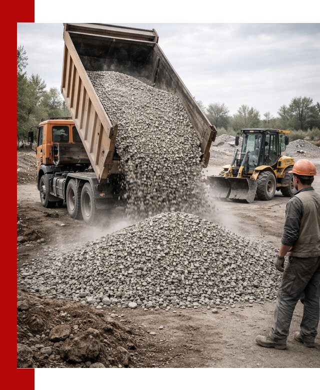 Доставка щебня в Ломоносове крупными и мелкими фракциями