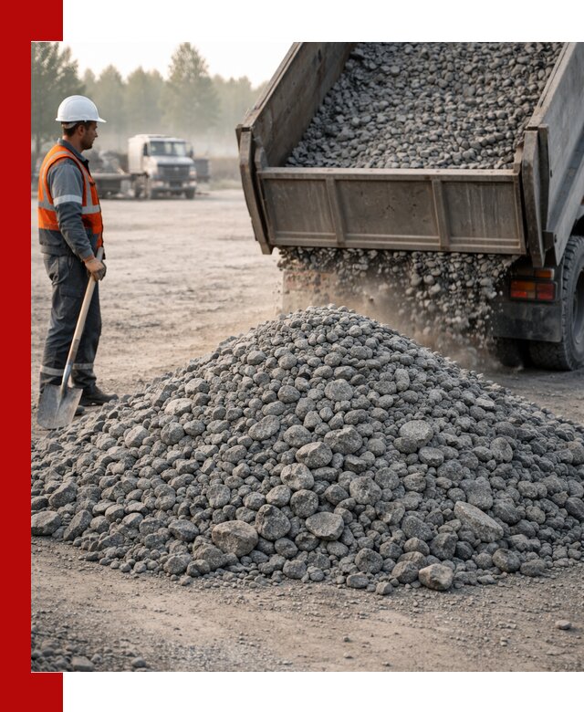 Гранитный щебень фракции 100–201 для строительства в Ломоносове