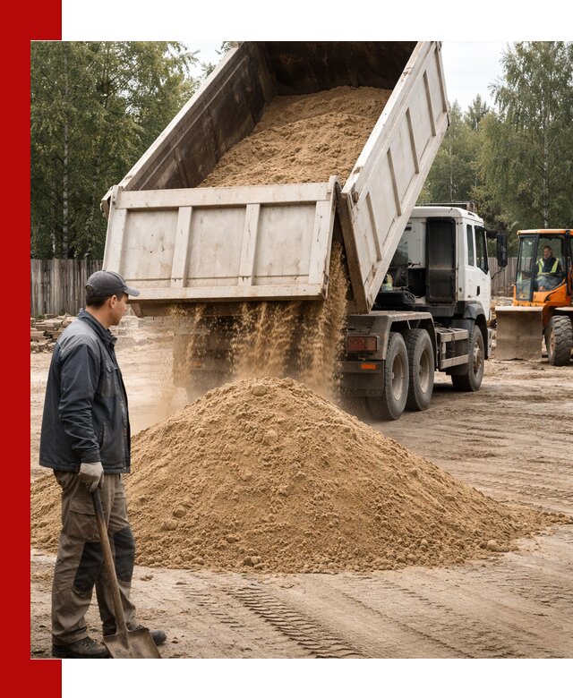 Доставка и продажа песка с разгрузкой в Ломоносове