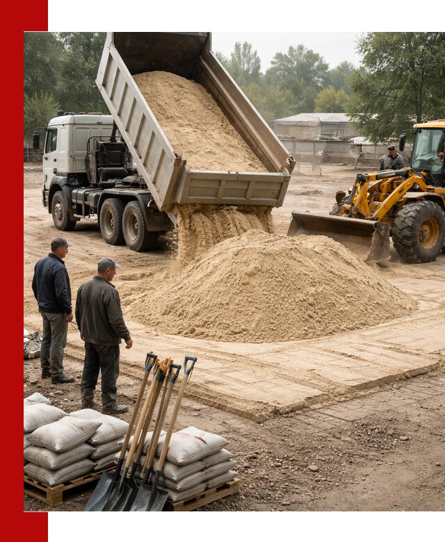 Доставка мытого песка в Ломоносове с самосвалами по выгодной цене