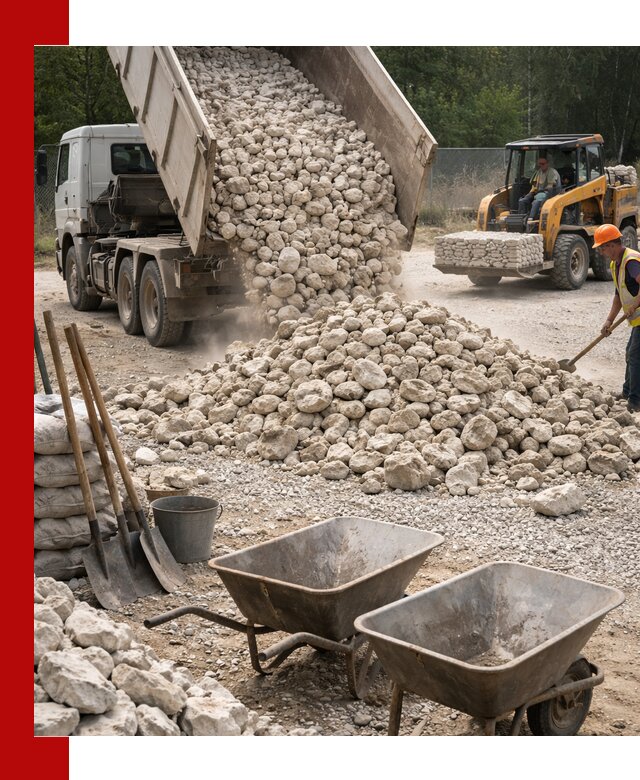 Доставка и продажа бутового известнякового камня в Ломоносове