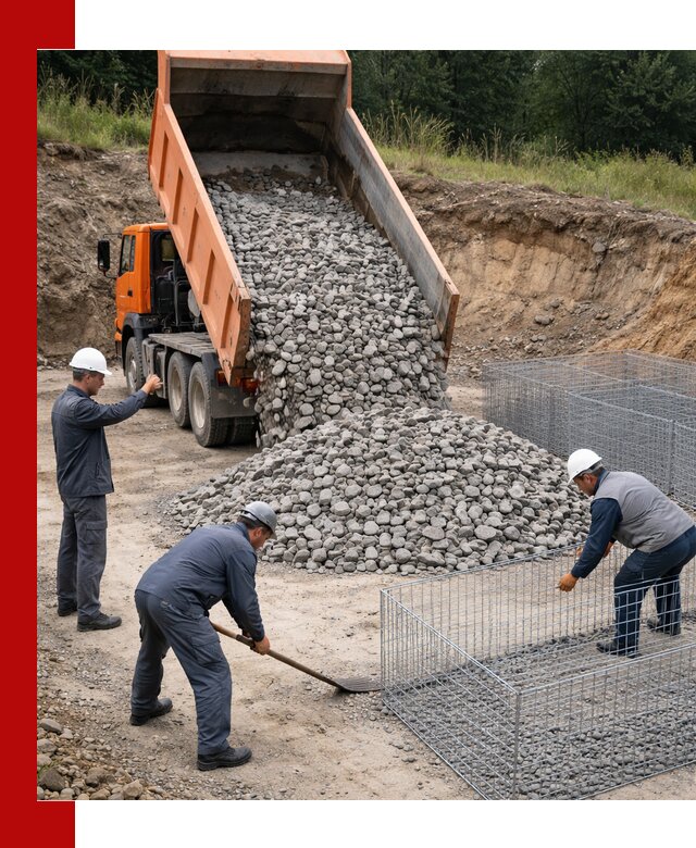 Камень для габионов с доставкой в Ломоносове быстро и надёжно