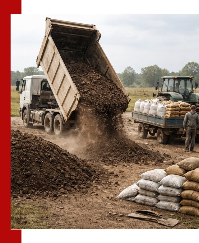 Доставка грунта и удобрений оптом в Ломоносове для сельхоз и строительства