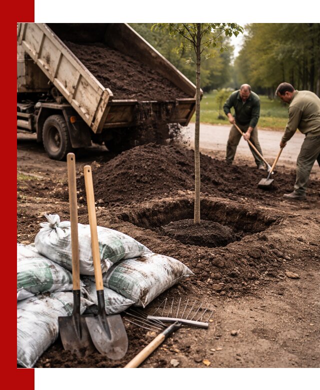 Грунт для посадки деревьев в Ломоносове — доставка и подготовка почвы