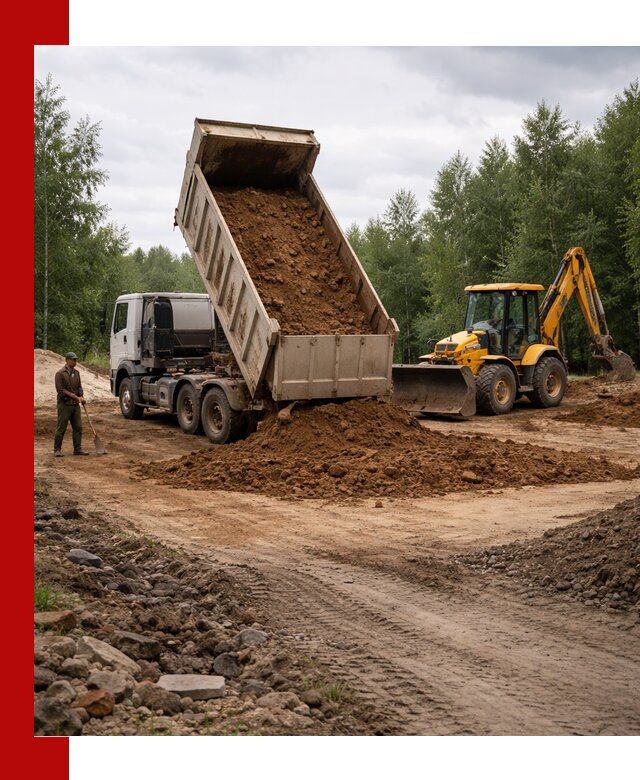 Доставка суглинка самосвалами в Ломоносове подсыпка и планировка