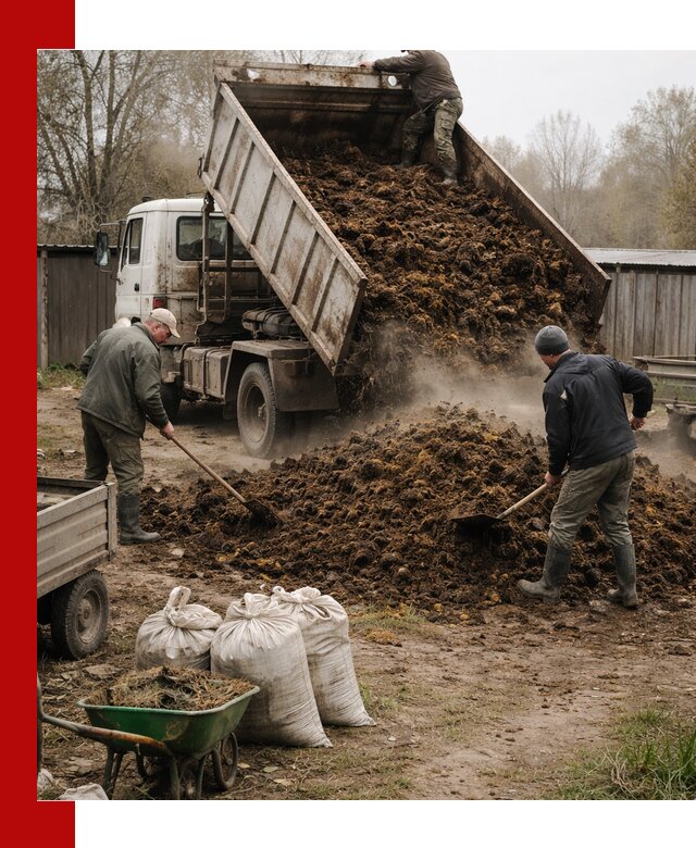 Доставка коровьего навоза самосвалом в Ломоносове