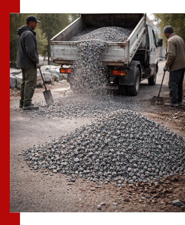 Гранитная крошка для посыпки дорог и тротуаров в Ломоносове