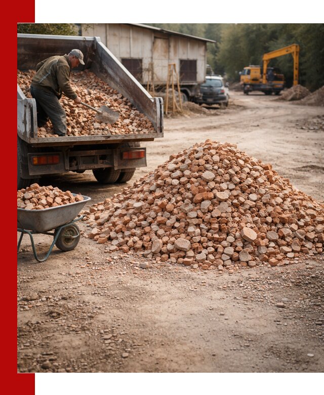 Доставка и подушка из боя кирпича с разгрузкой в Ломоносове