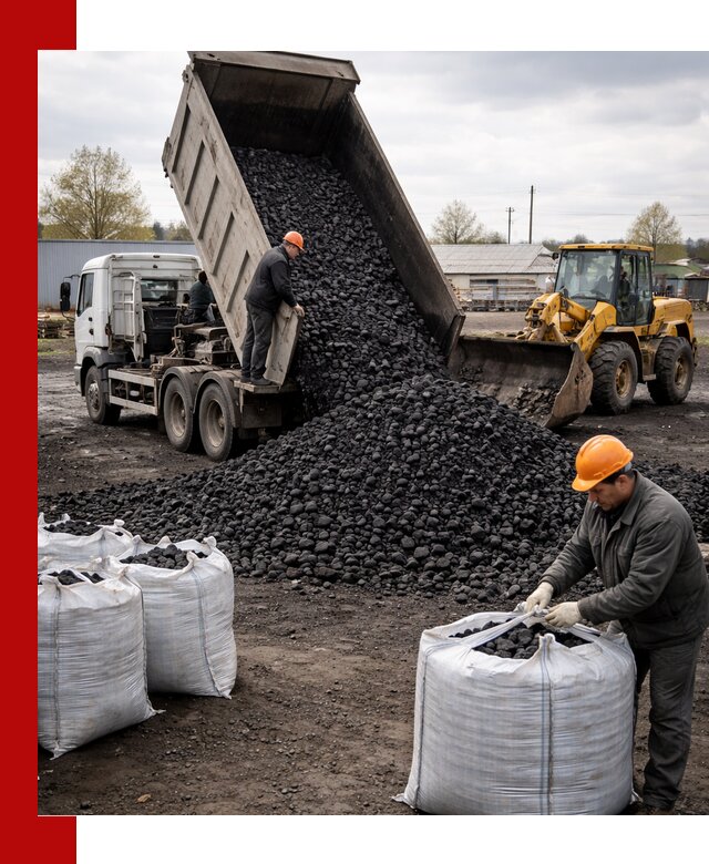 Доставка каменного угля в Ломоносове оптом и в розницу