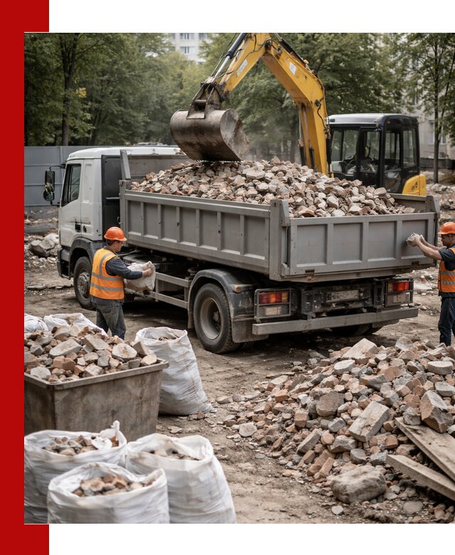 Вывоз строительного мусора в Ломоносове с самосвалами и контейнерами