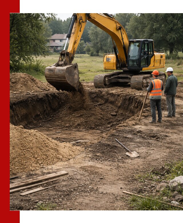 Рытье котлована под фундамент в Ломоносове (быстро и недорого)